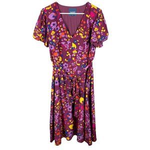 Modcloth mushroom purple side zip midi dress xl